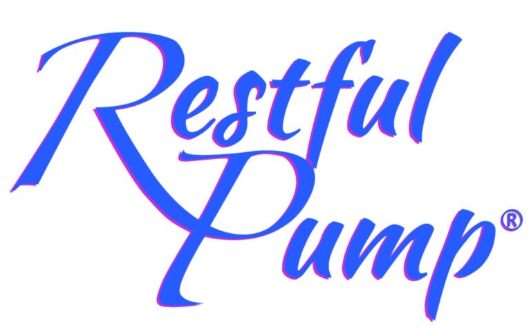 Restful Pump name logo with pink. White background